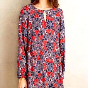 Anthropologie Paper Crown Red, White l, Blue Dress. Large